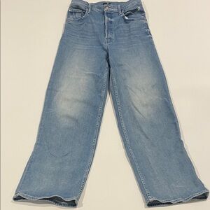 MOTHER Spinner Skimp High-waisted Denim Blue Jeans Wide Leg Jeans Button Fly 28